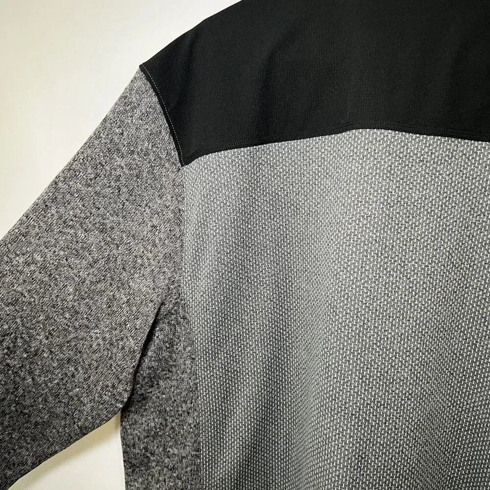 Greg Norman 1/4 Zip Snap Sweater Mens Size XXL 2XL Gray Long Sleeve Shark Logo